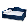 Baxton Studio Perry Blue Velvet Upholstered and Button Tufted Queen Size Daybed 156-9454